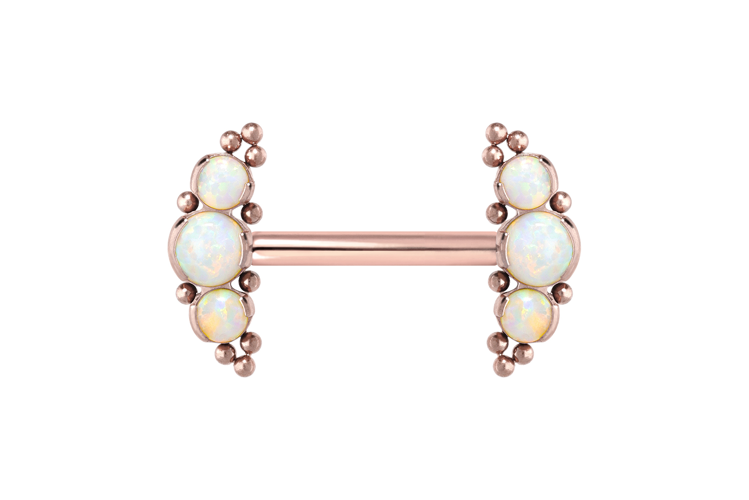 Titan Barbell Piercing mit Push Fit 3 SYNTHETISCHE OPALE + KUGELN